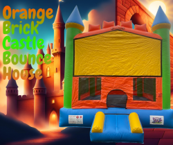 Orange Brick Castle Bounce House