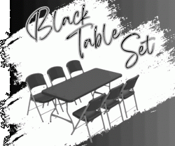 6ft Rectangular Table and 6 Chair Set, Black