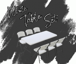 6ft Rectangular Table and 6 Chair Set, White Granite