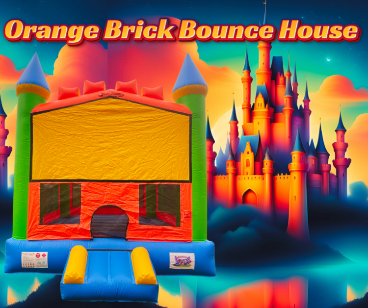 Orange Brick Castle Bounce House