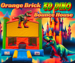 Orange Brick 3D Dino Bounce House